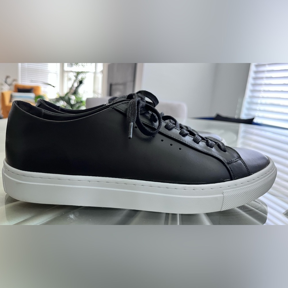 Filipino K Kate Black Leather Lace Up Sneakers Sole Comfort Women Shoes Size 7.5
